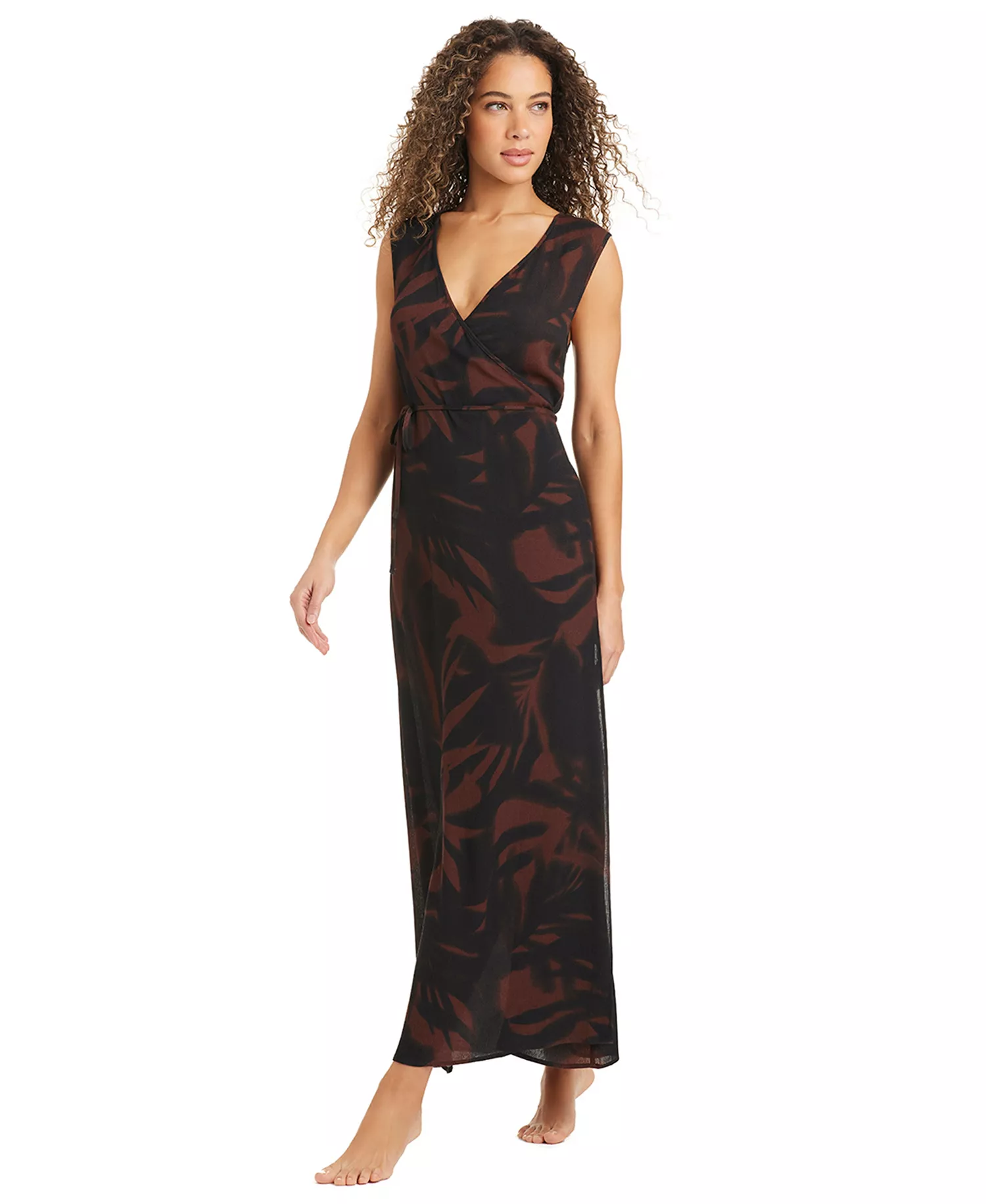mni-8b4be53cbe525894fa49d818d6e12667 Women's Palm Breeze Wrap Front V-Neck Cover-Up Dress, Macy's Exclusive