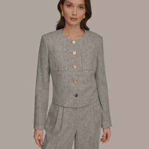 Women's Button-Front Cropped Jacket