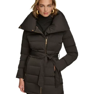 Women's Belted Asymmetric Puffer Coat