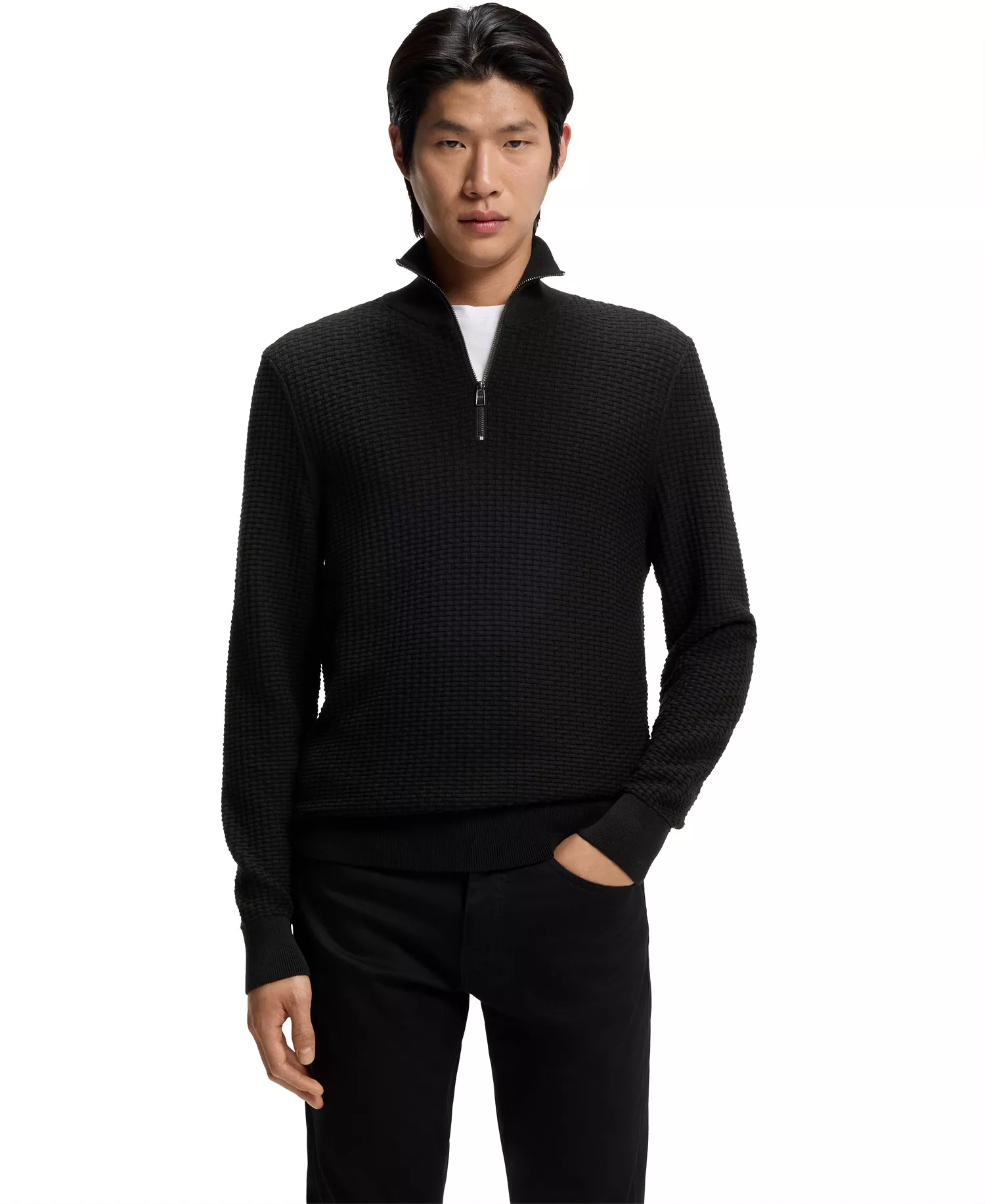 mni-8c5fcdd37d96e121a445695b7ded503e Men's Quarter Zip Cotton Sweater