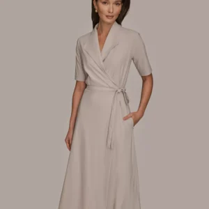 Women's 4-way Stretch Knit Elbow-Sleeve Collared Polo Dress