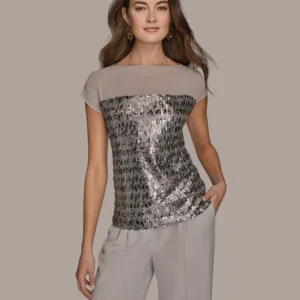 Women's Embellished Short-Sleeve Top