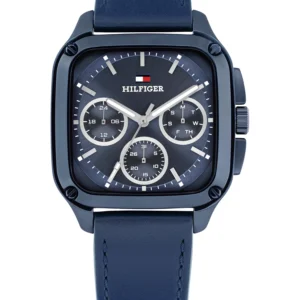 Men's Multifunction Blue Leather Strap Watch, 39mm