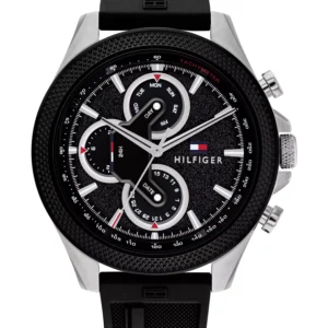 Men's Multifunction Black Silicone Watch 46mm