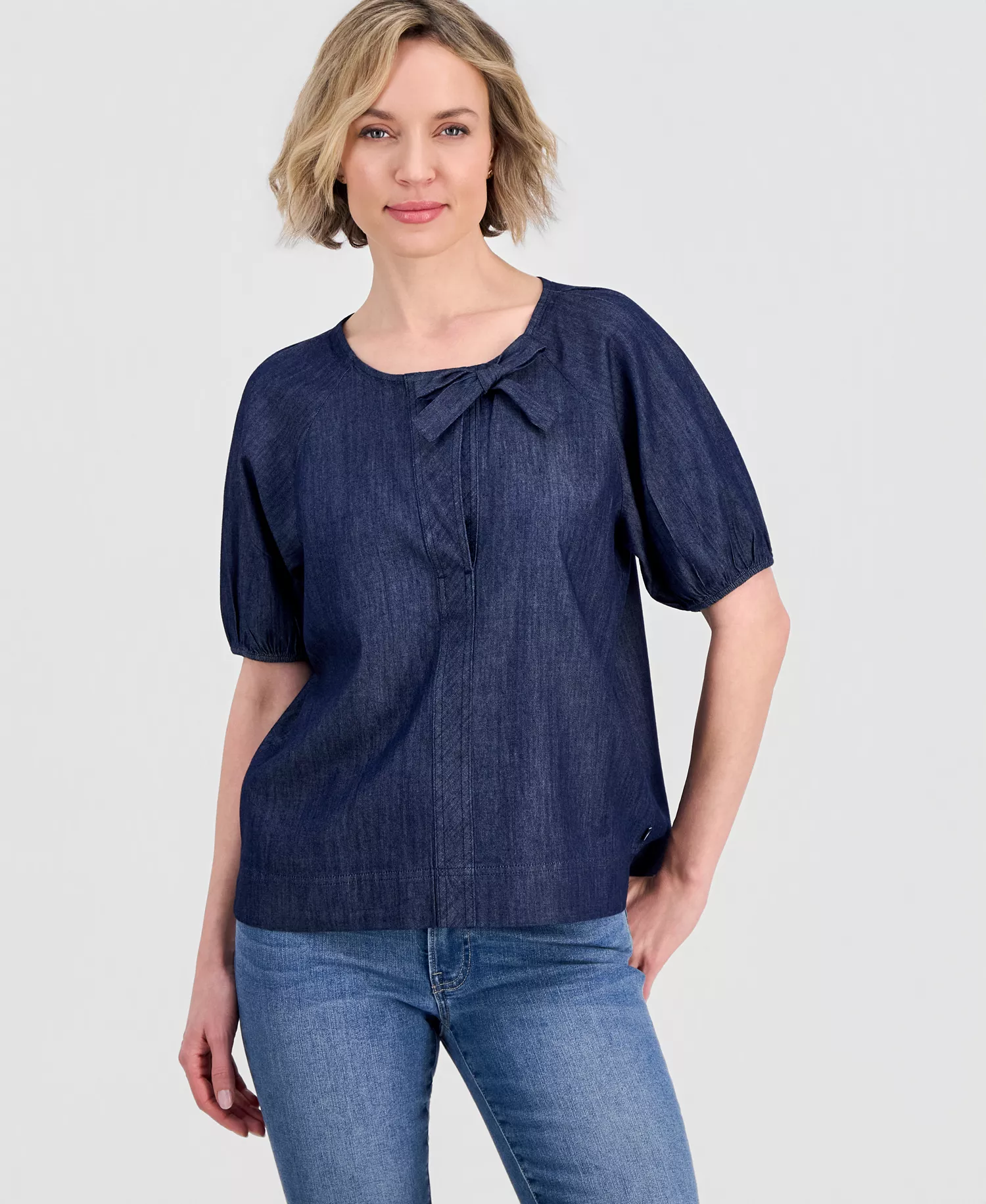 mni-8f353cdba2a6d10b1c4f4b4b6d865dcc Jeans Women's Chambray Side Bow Blouse