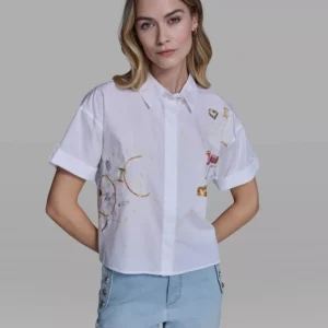 Women's Short-Sleeve Sewing Theme Top