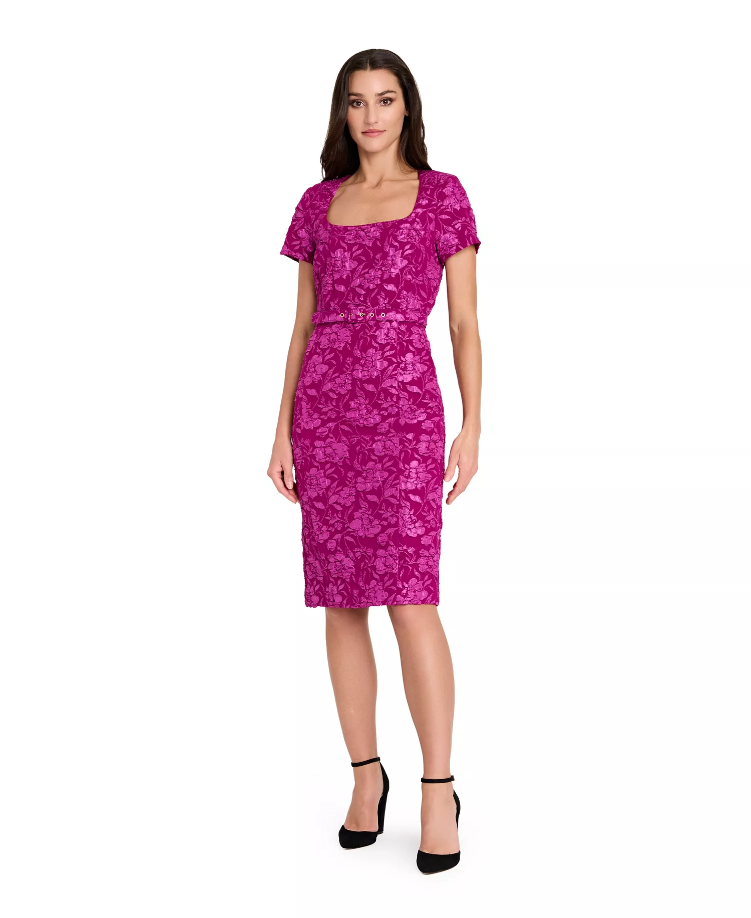 mni-908289cae8d64d97a8f3497fc861f43b Women's Puff Cap Short-Sleeve Sheath Dress