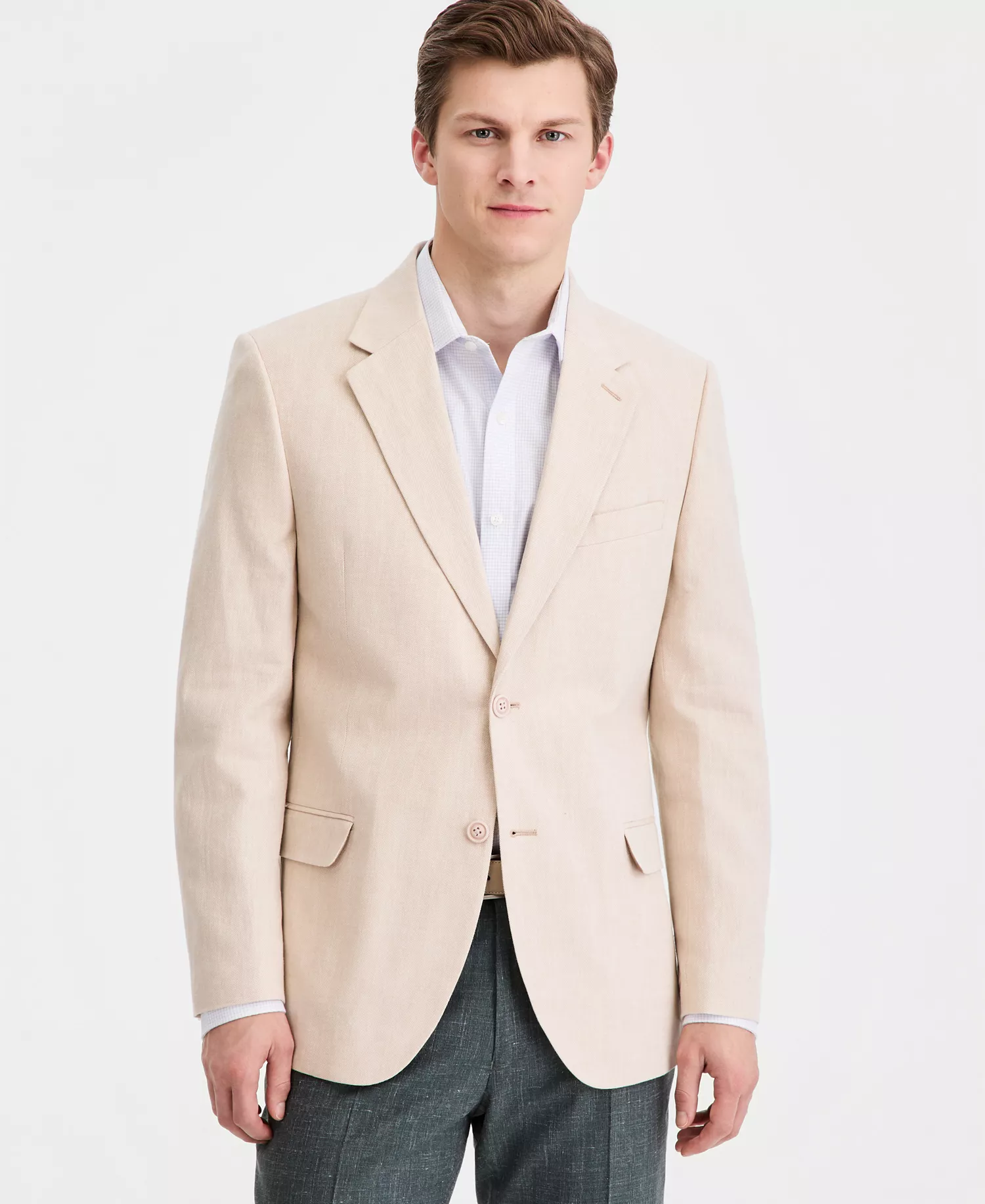 mni-90bf0a80b0c2d73560ac319bff3d99f2 Men's Modern-Fit Herringbone Cotton & Linen Blazer — изображение 3