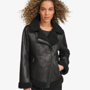 Women's Faux Shearling Asymmetrical Moto Jacket
