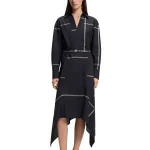 BOSS by Women's Cotton Canvas Collared Shirt Dress