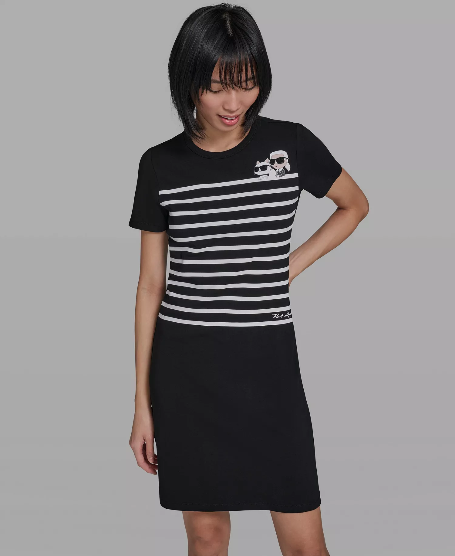 mni-9174e18f55162db714cc2b6d65d6395d Women's Stripe Logo Dress