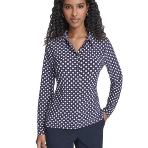 Women's Double Dot Long-Sleeve Button Down Shirt