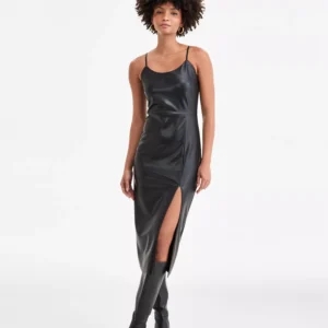 Women's Faux-Leather Midi Dress, Macy's Exclusive