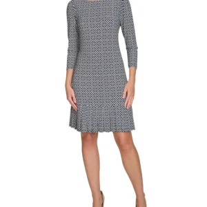 Women's Printed Pleated-Hem Shift Dress