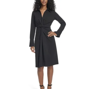 Women's Twist Detail Sheath Collar Dress