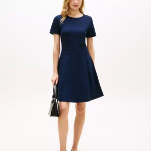 Women's Pleated Short-Sleeve Dress