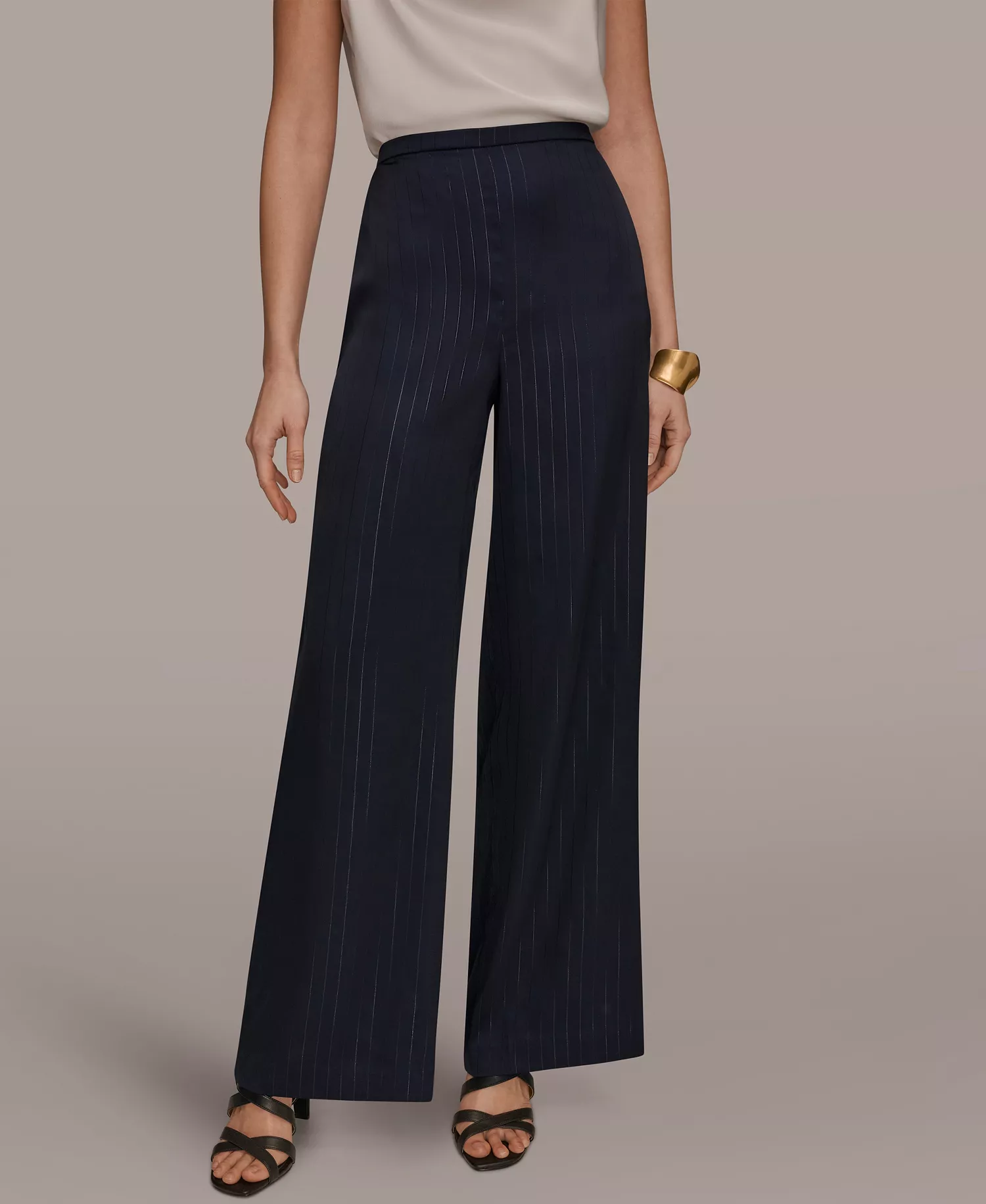 mni-9421a74af63cc6dc6267dfd38bc08149 Women's Pinstripe Wide-Leg Pull-On Pants