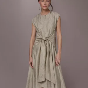 Women's Embroidered Belted Dress