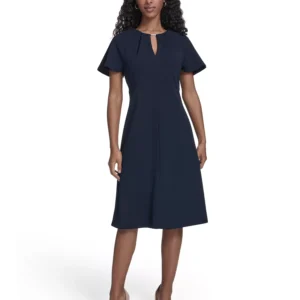 Women's Key-Hole Neck Midi Dress
