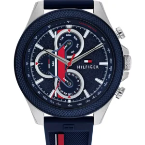 Men's Multifunction Blue Silicone Watch 46mm