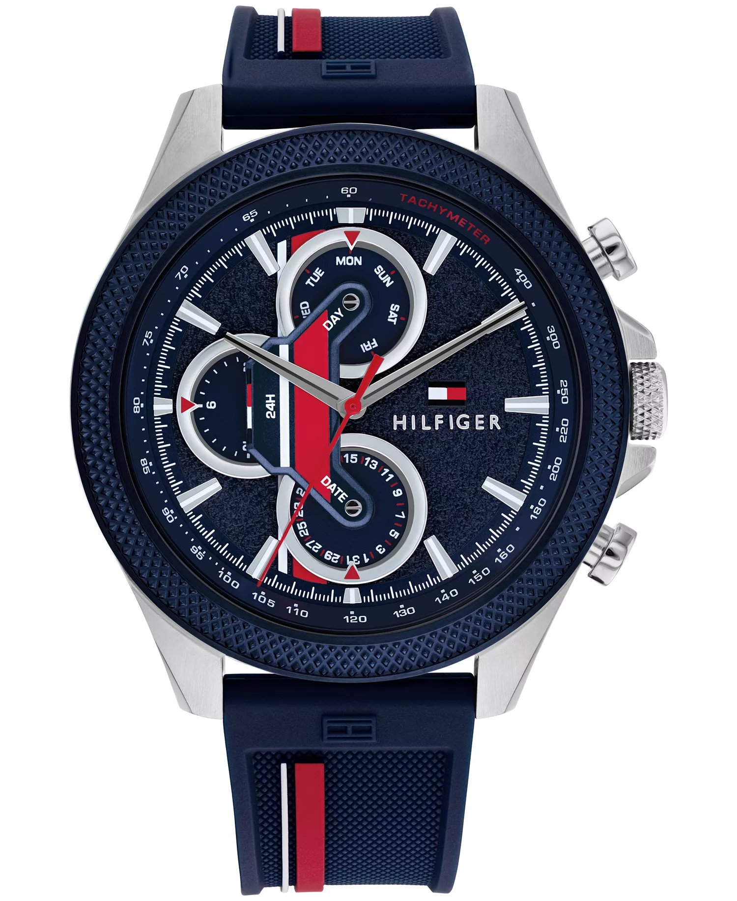 mni-959265d744ebe94e3ee7ee2f08d43b71 Men's Multifunction Blue Silicone Watch 46mm