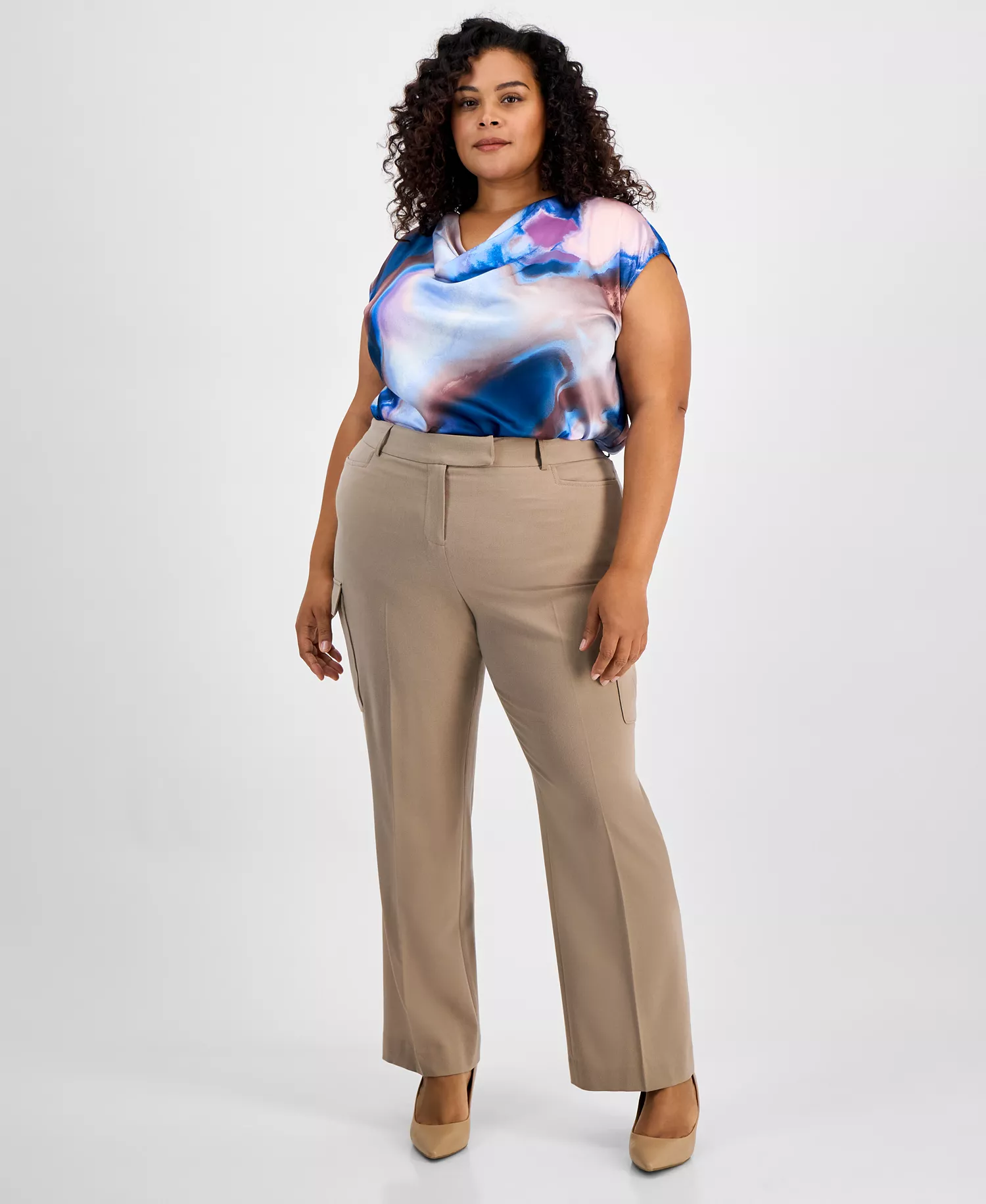 mni-95abdaf4073953dcfc239ab04b79b773 Plus Size Straight-Leg Cargo Pants