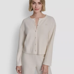 Petite Long-Sleeve Button Front Cardigan