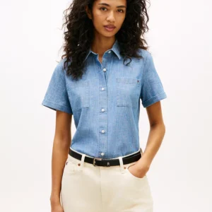 Women's Short-Sleeve Chambray Shirt