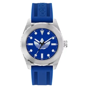 Unisex Analog Blue Silicone Watch, 44mm