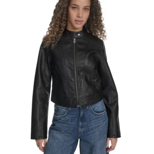 Women's Faux Leather Racer Jacket