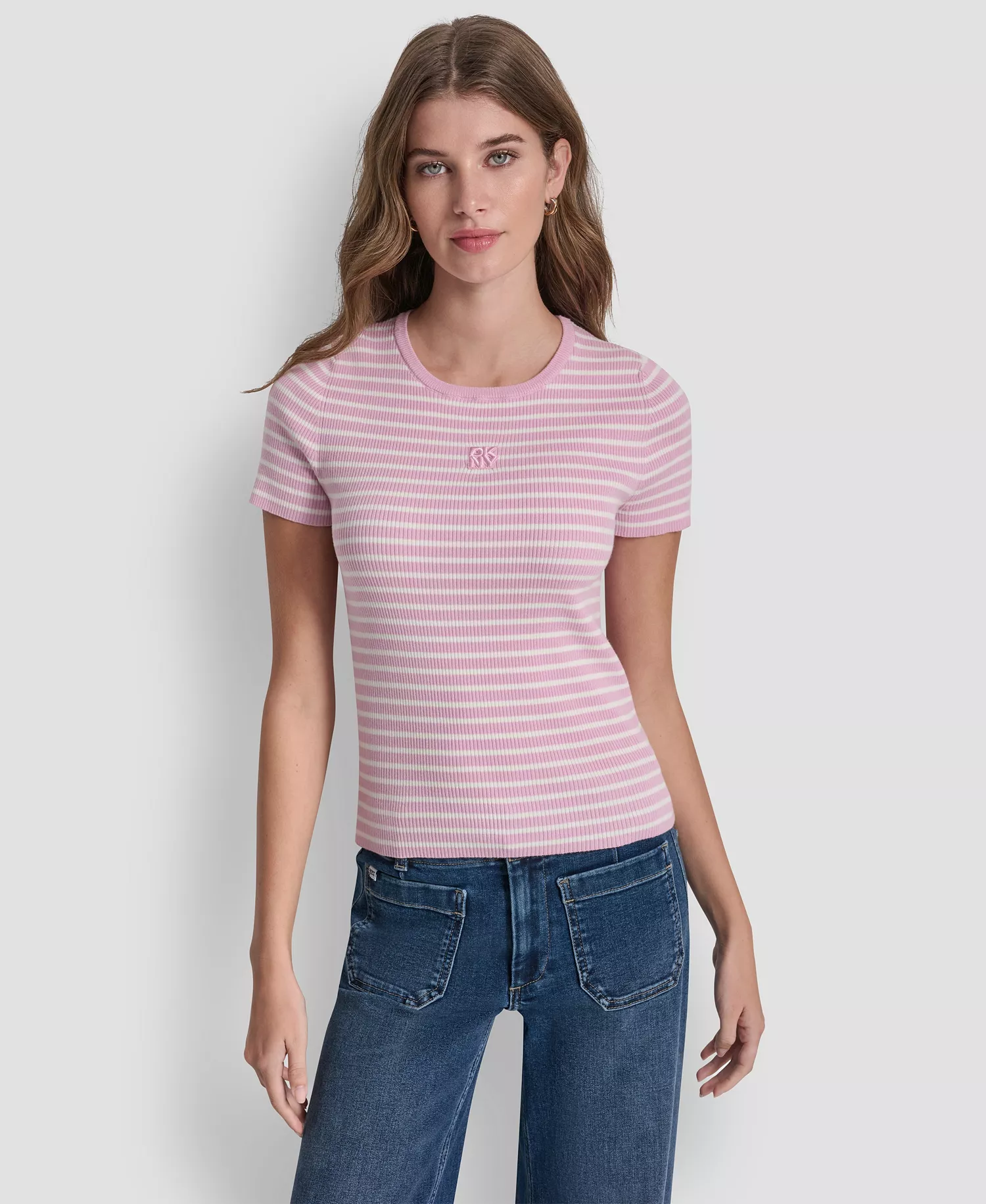 mni-9ae7fa25511d3b27272af3c6e5d4078e Women's Crew Neck Striped Rib Top — изображение 5