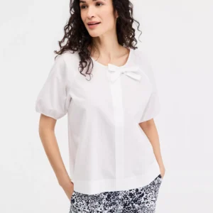 Jeans Women's Cotton Bow-Trim Top