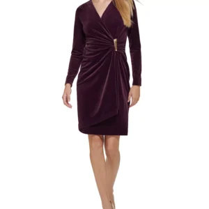 Women's Velvet Side Bar Trim Dress