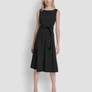 Women's Sleeveless Boat Neck Midi Dress
