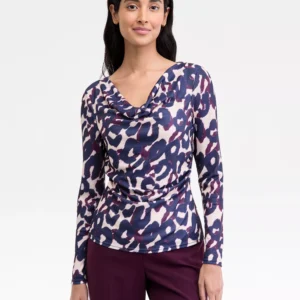 Petite Cowl-Neck Draped-Waist Top