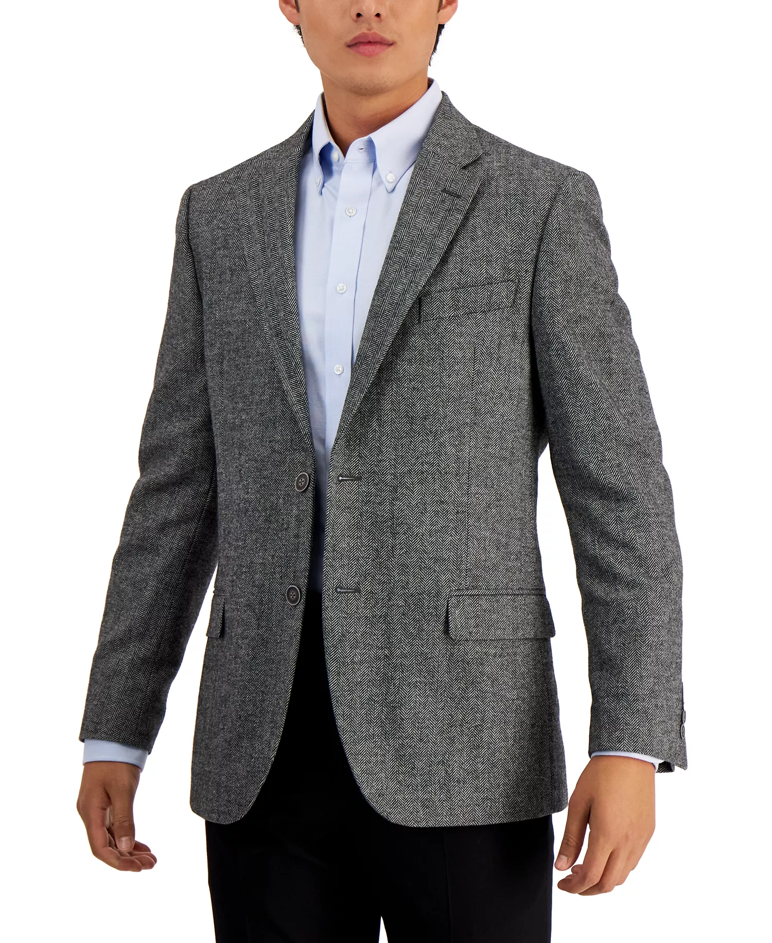 mni-9b6be99908ac75a598f11bded588b64d Men's Modern-Fit Herringbone Cotton & Linen Blazer