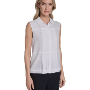 Women's Sleeveless Pleated Front Blouse