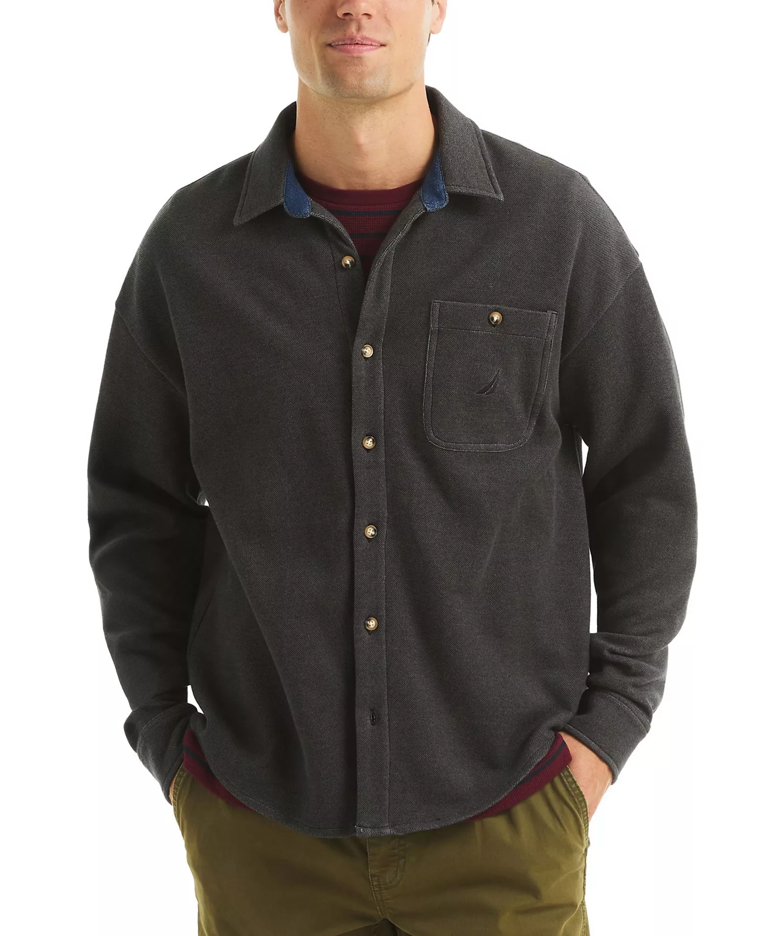 mni-9bc549880f7e3e98a83e6b38e9ca5991 Men's Pique Double Knit Long Sleeves Shirt — изображение 3