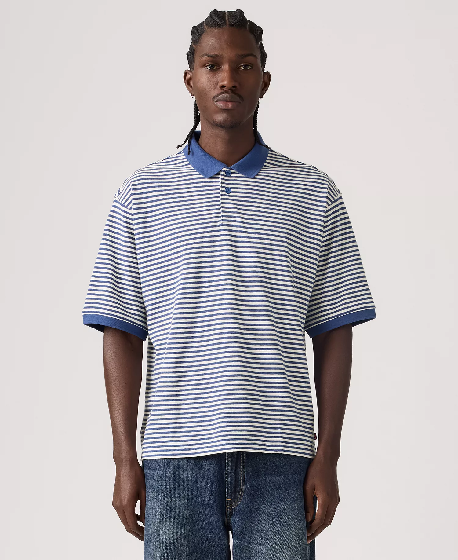 mni-9c126668d7019f9491270e6db0a1ace0 Men's Boxy Striped Collared Polo Shirt — изображение 3