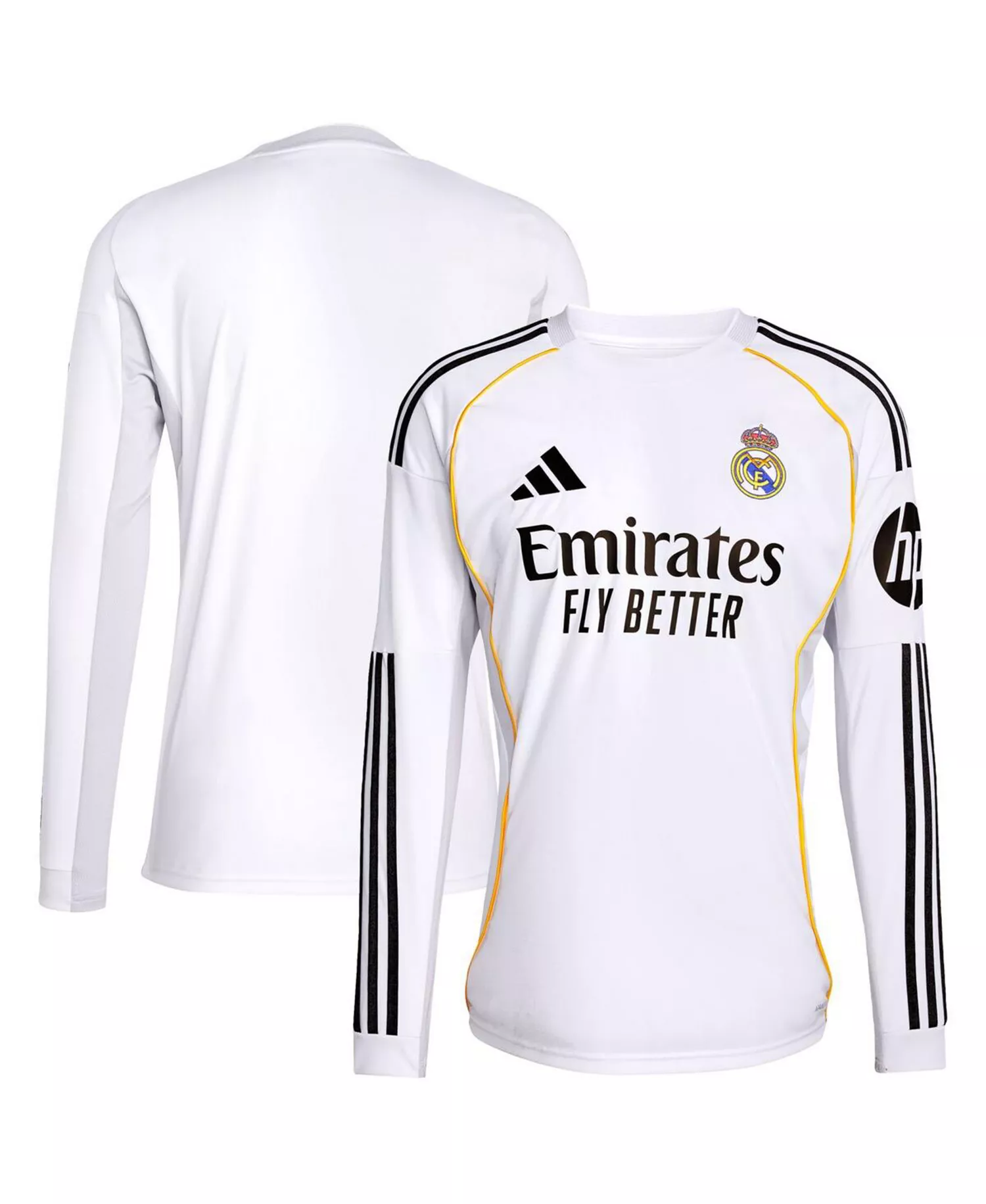 mni-9d3009f041dd390ccb754385710dafaf Men's White Real Madrid 2025/26 Home Replica Long Sleeve Jersey