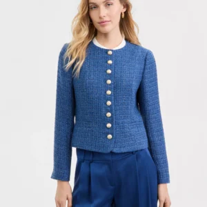 Petite Button-Front Boucle Jacket
