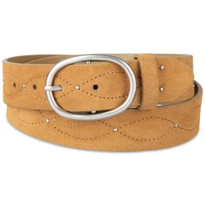 Western Stitched & Studded Suede Belt