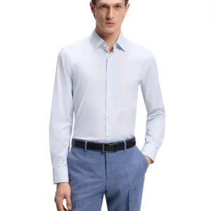 BOSS by Men's Striped Performance-Stretch Slim-Fit Dress Shirt