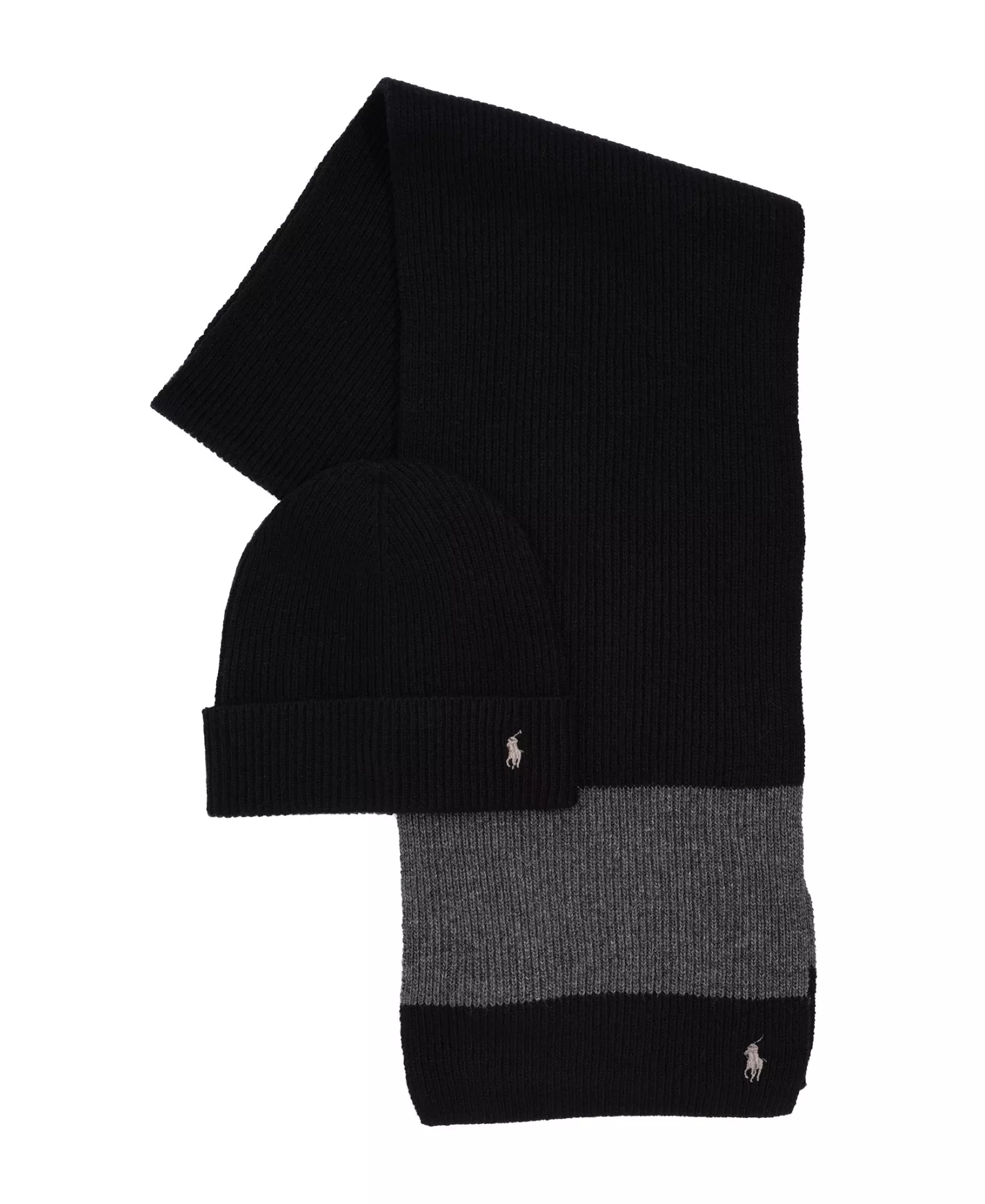 mni-9dffbda8dcefa25a3f2aaacfc2227c40 Men's 2-Piece Rugby Stripe Hat and Scarf Gift Set
