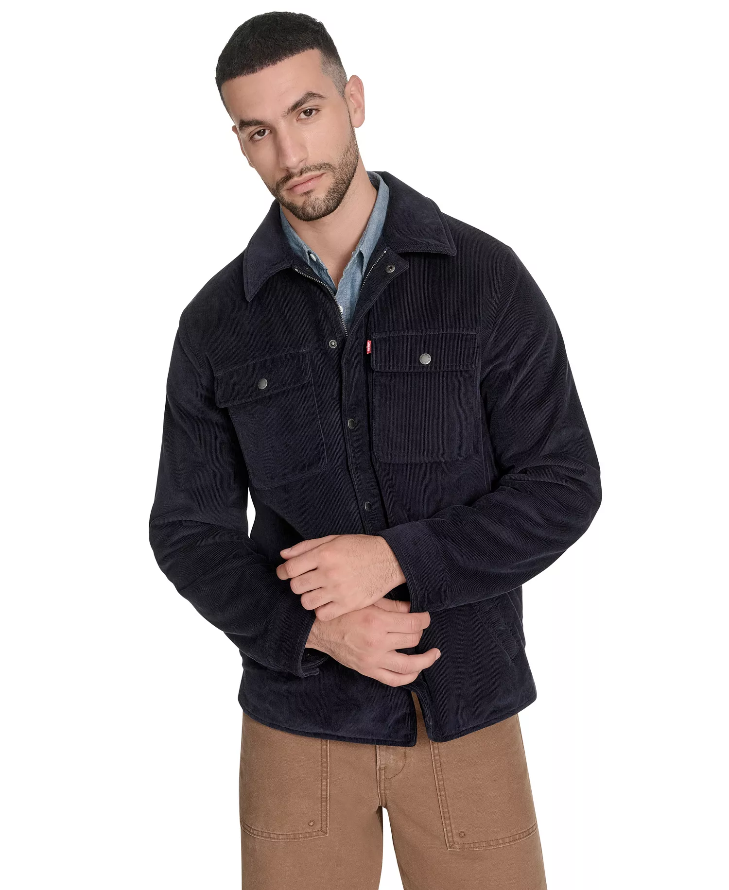 mni-9e1eb30ea0af0639783171bf0d4cf349 Men's Corduroy Plaid Lining Shirt Jacket — изображение 4
