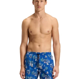 Men's All-Over Print Logo-Badge Swim Shorts