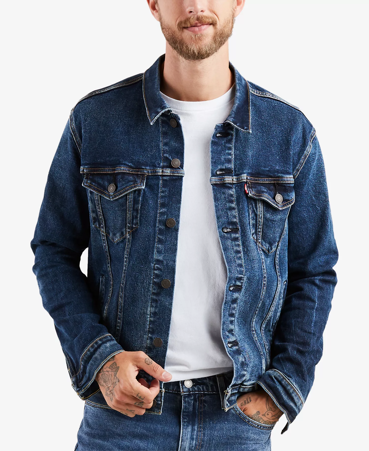 mni-9edc48a44b0f3010bc99a268e204197e Men's Regular-Fit Stretch Denim Trucker Jacket — изображение 3