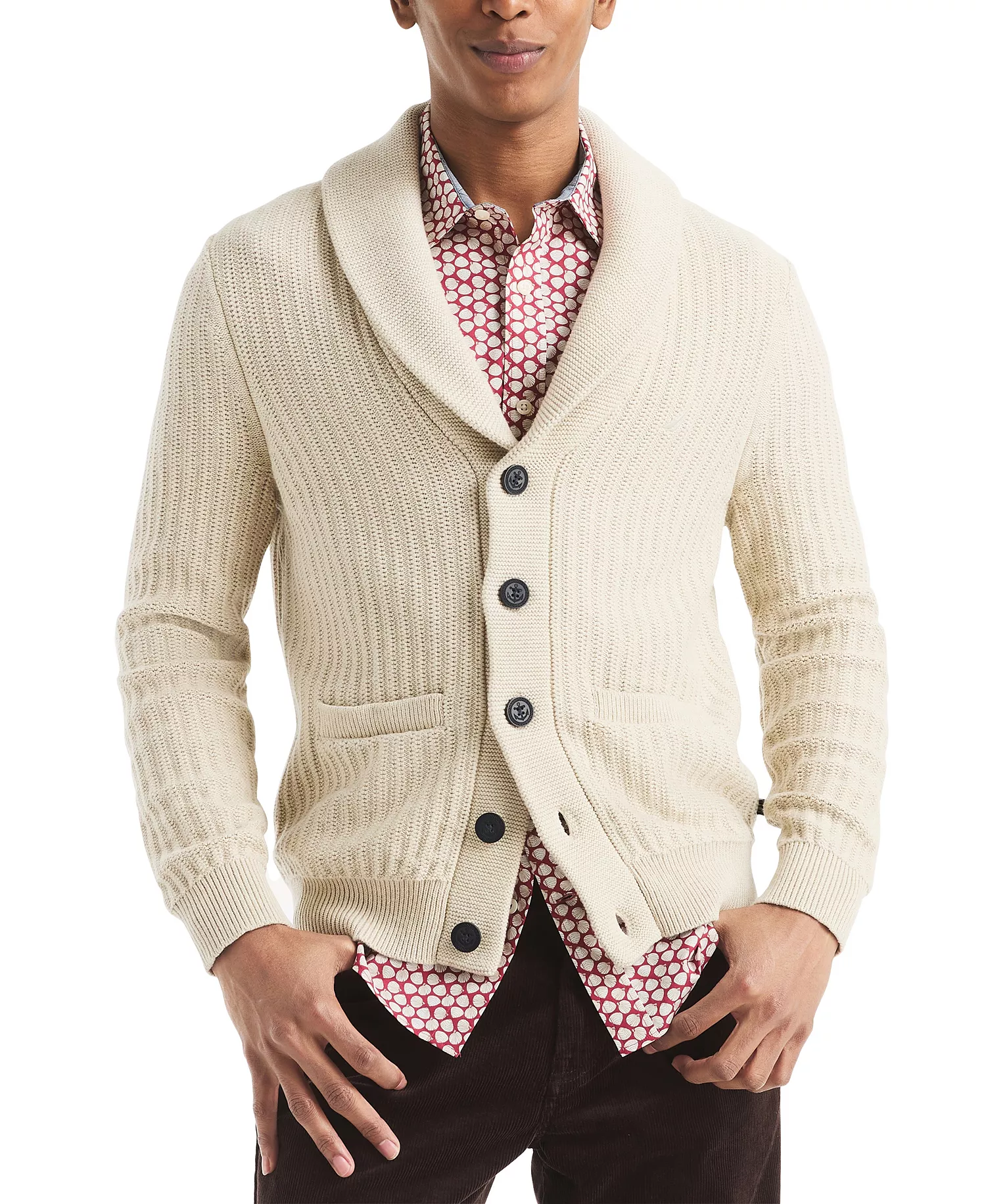 mni-9f14d93c722c9914434f2eb3c38623b8 Men's Textured Long Sleeve Cardigan Sweater
