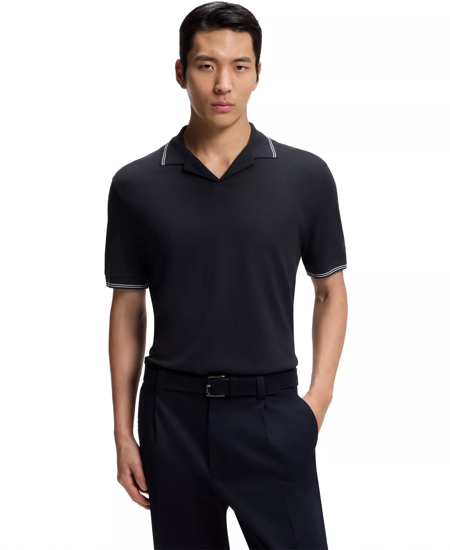 mni-9f27b76c7ce6914e4eb96578f61ded8c Men's Cotton-Linen Johnny Collar Polo Shirt