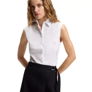 BOSS by Women's Stretch-Cotton Blend Sleeveless Slim-Fit Blouse